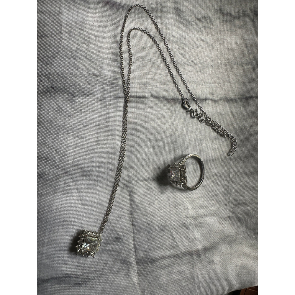 925 Silver Ring and Necklace Jewelry Set